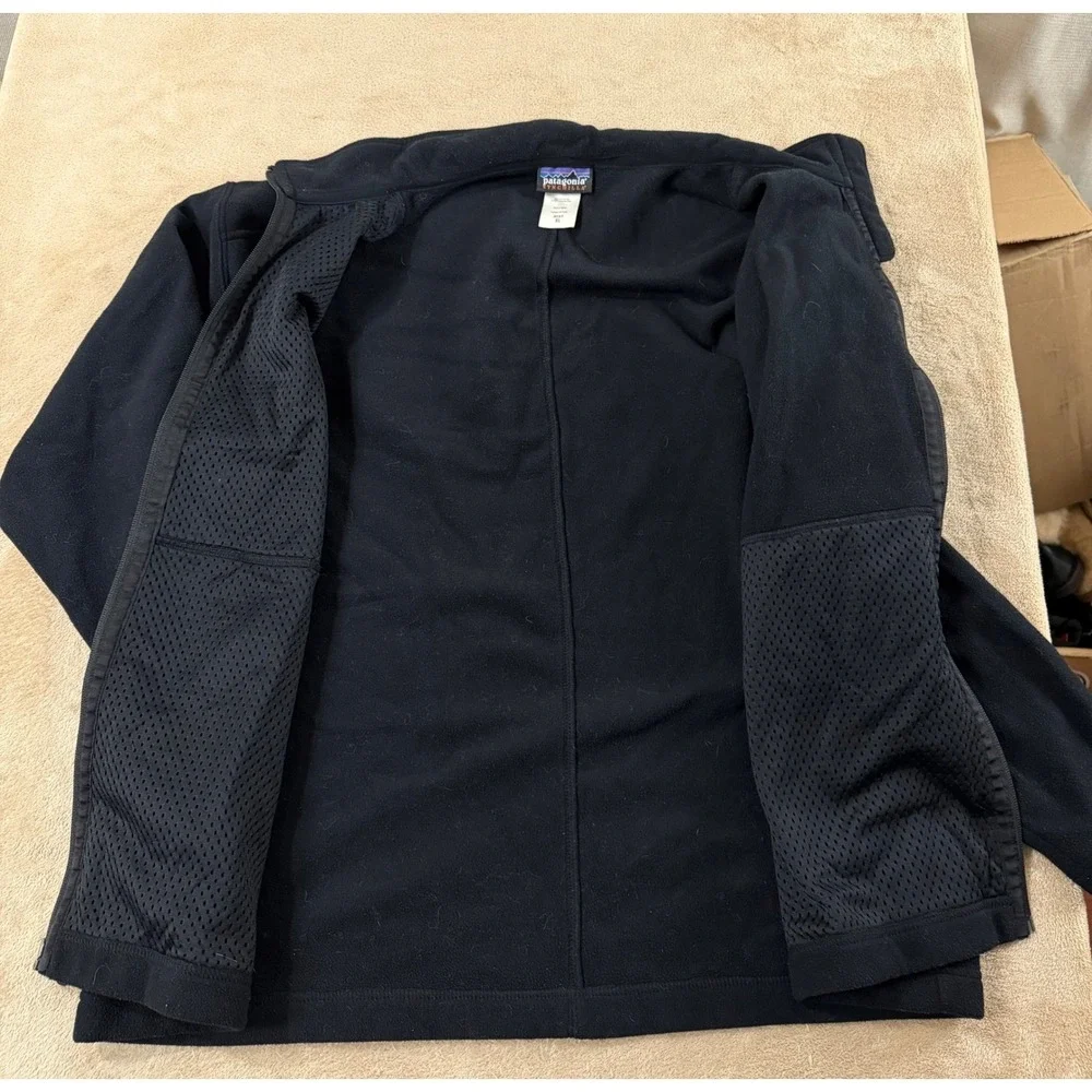 Vintage Patagonia Synchilla Jacket Men XL black,‎ embroidered Logo Full Zip  EUC